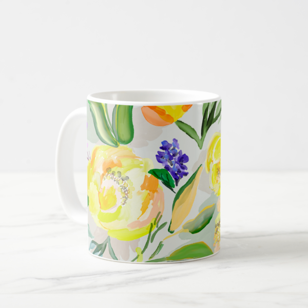 Taza flores de acuarela